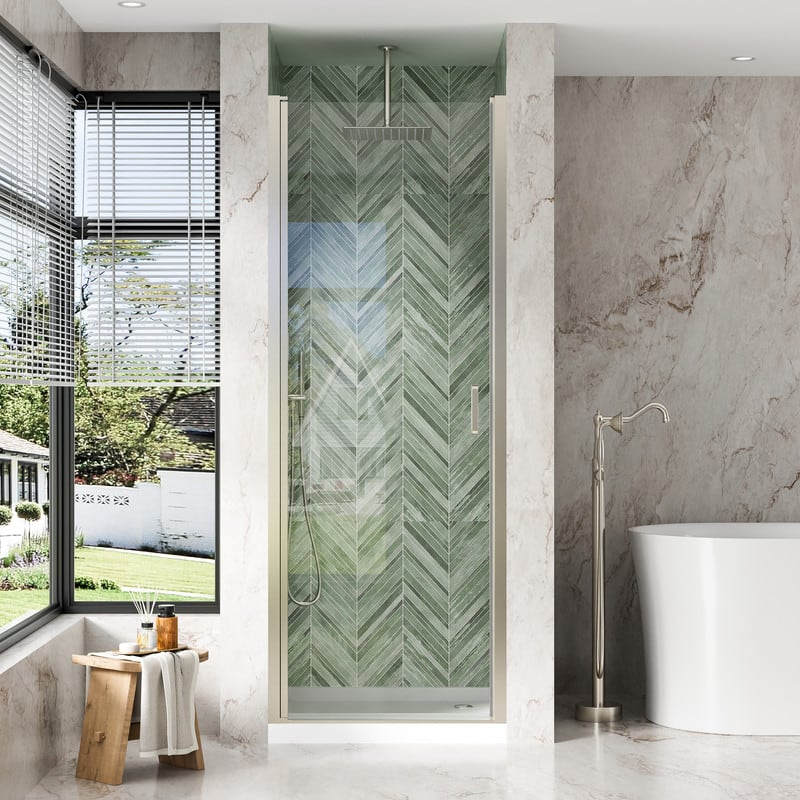 "WELLFOR - 28-7/16""-30""W x 72"" H Semi-Frameless Pivot Shower Door -1/4 in. Tempered Glass, Easy Clean Coating - Brushed Nickel" price history on PriceWatchPro