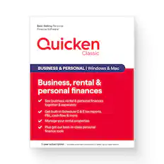 Best-Selling Personal Finance Software*
Quicken Classic
BUSINESS & PERSONAL | Windows & Mac
Business, rental & personal finances
- See business, rental & personal finances together & separately
- Get built-in Schedule C & E tax reports, P&L, cash flow & more
- Manage your rental properties
- Plus get our best-in-class personal finance tools
1-year subscription | Includes automatic connection to latest, up-to-date version
