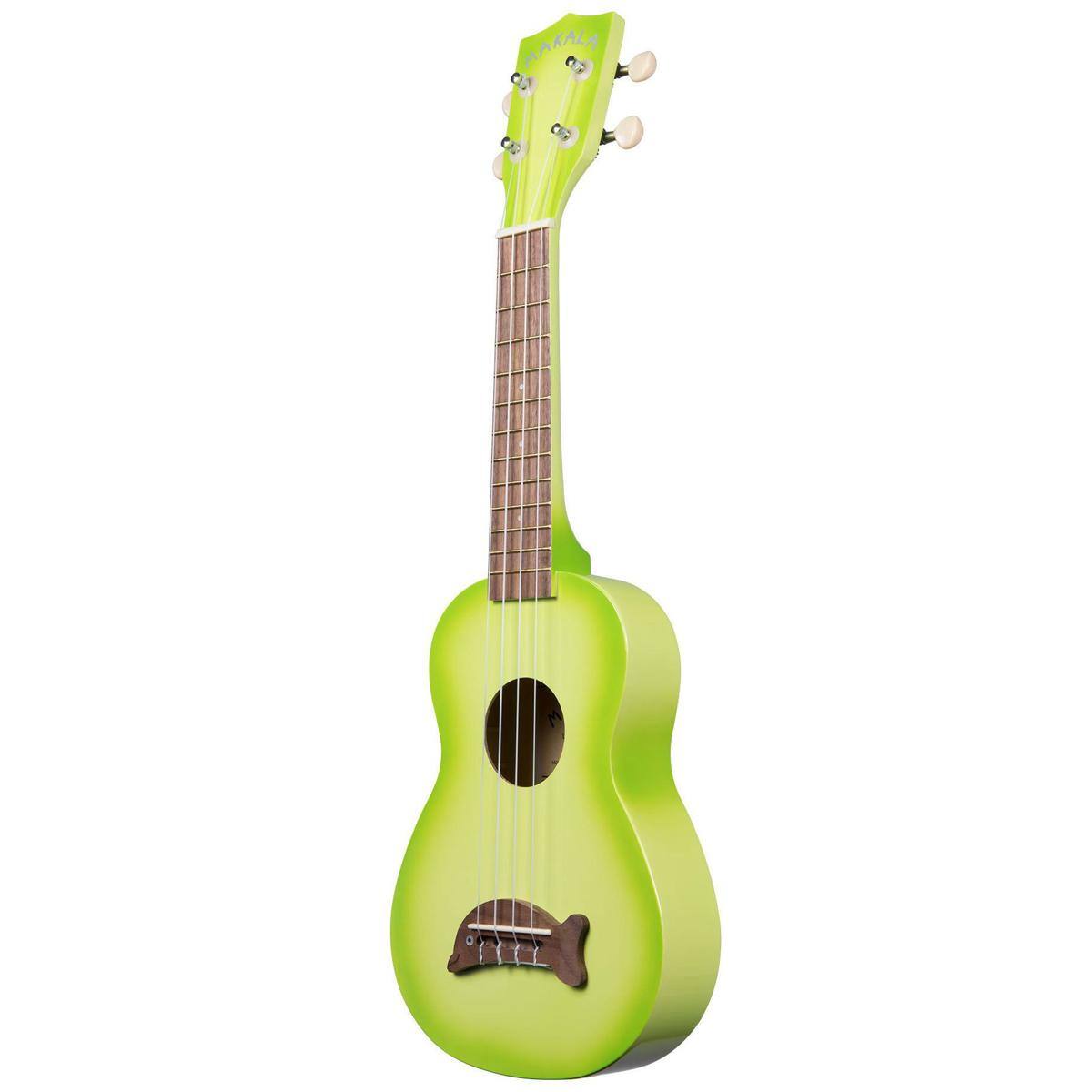 Alt View 1. Kala - Kala Gloss Green Apple Burst Makala Dolphin Soprano Ukulele with Tote Bag.