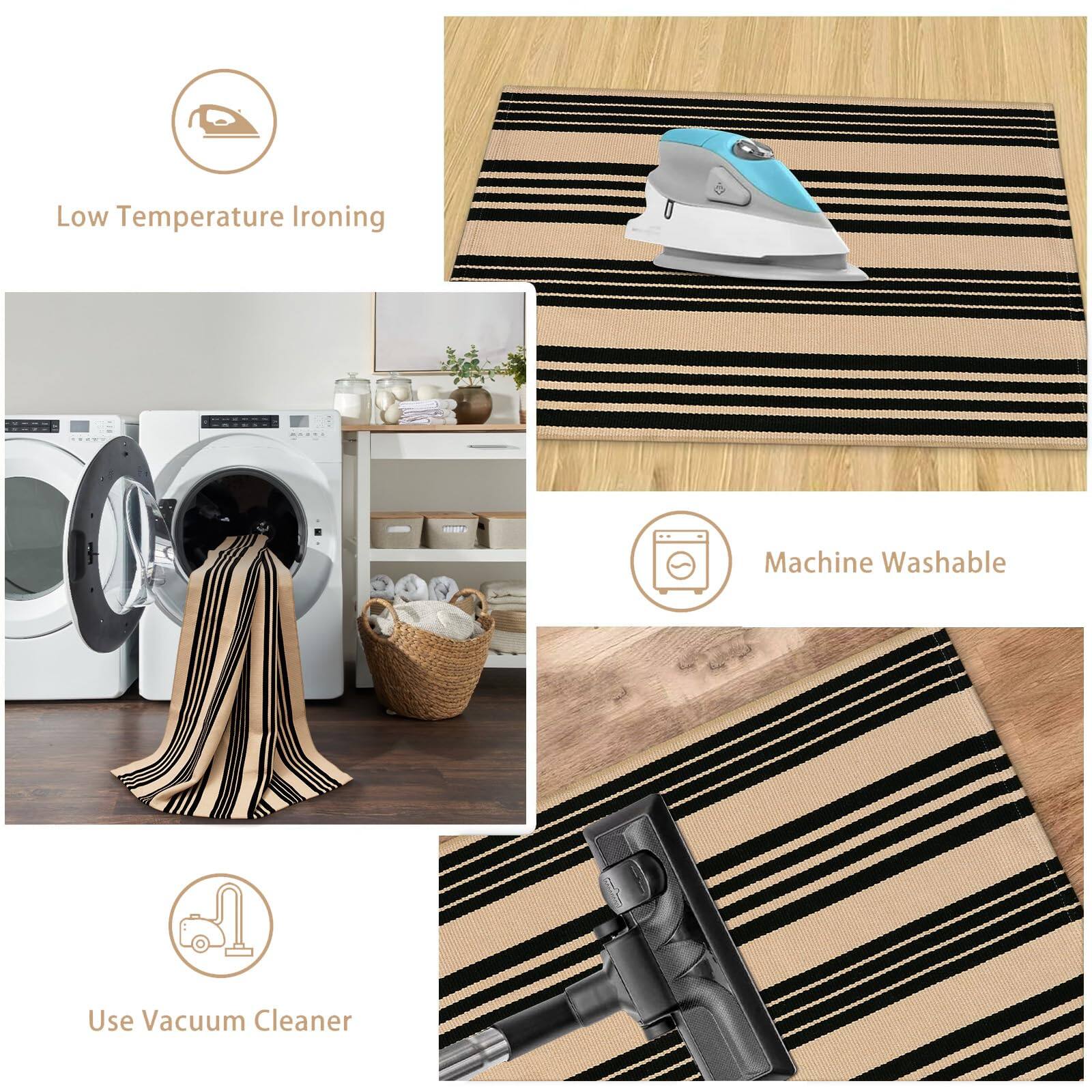 - Low Temperature Ironing
- Machine Washable
- Use Vacuum Cleaner