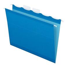 Front. Pendaflex - Ready-Tab Premium Reinforced Hanging File Folder, 5-Tab, Letter, 25/Box - Blue.