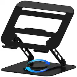 HongFei - 360 Rotation Laptop Stand, Multi-Angle Adjustable Laptop Holder Riser Stable Base Foldable for MacBook Pro/Air HP 14 - Black