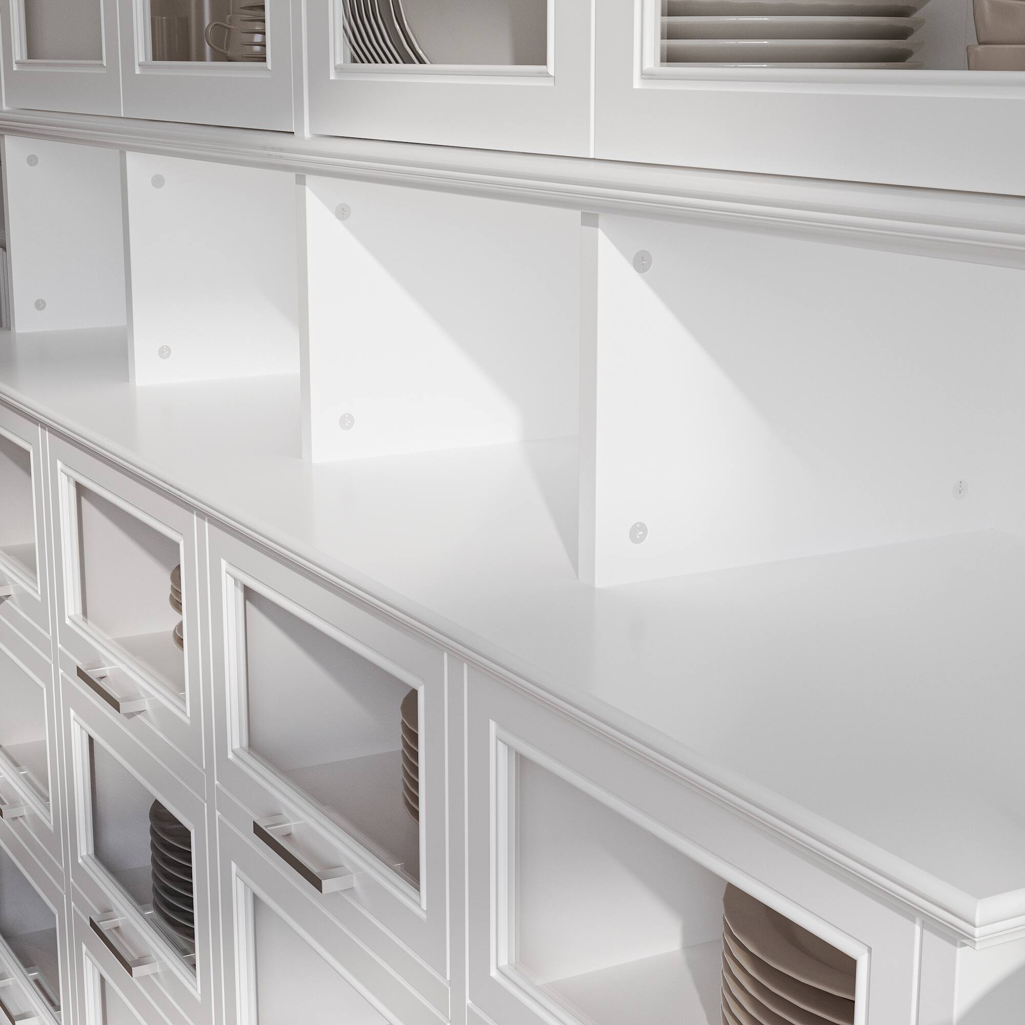 Alt View 6. FUFU & GAGA - 4 Door Sideboard Buffet Cabinet with Glass Doors Large Storage Display Unit for Kitchen and Dining Room - White.