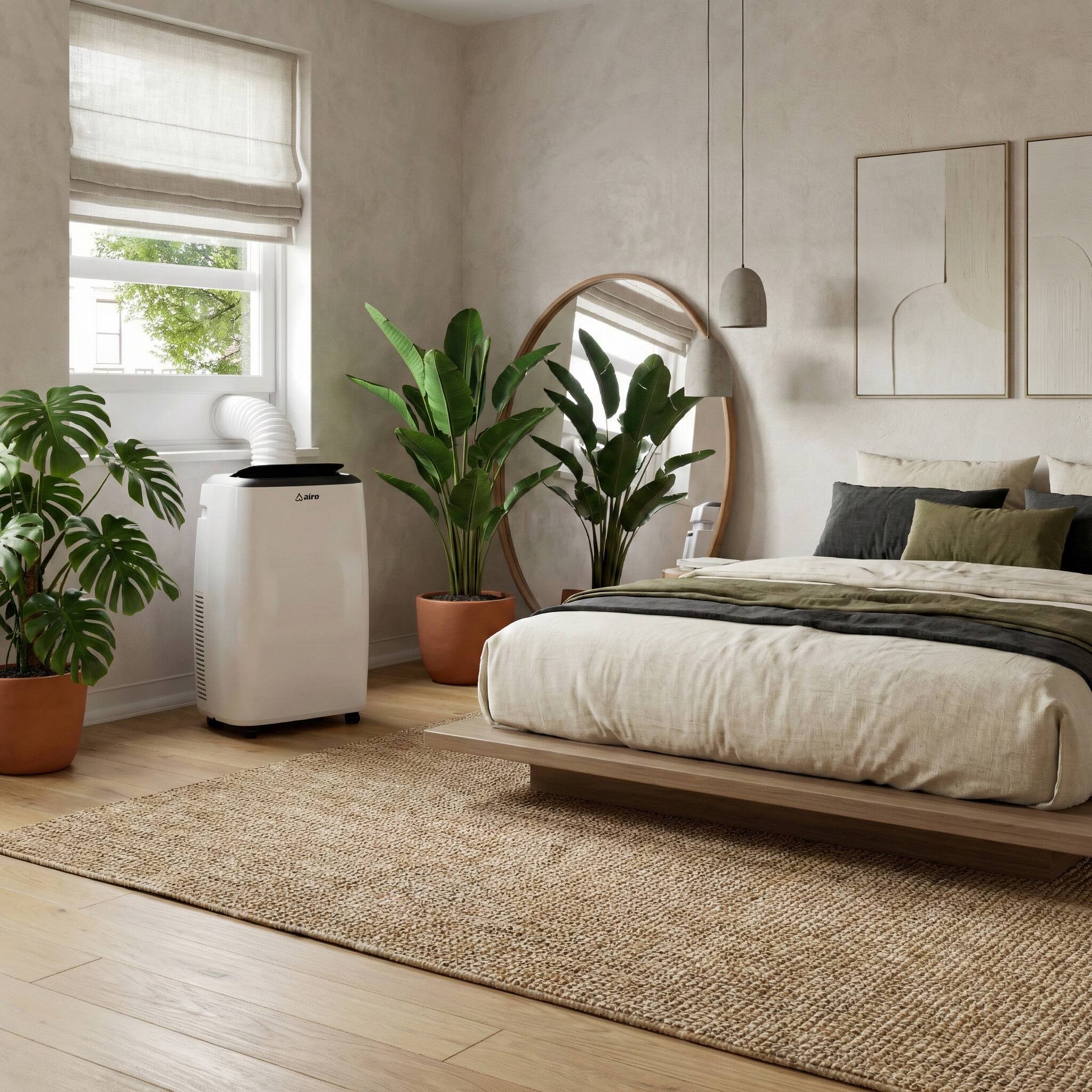 Back. Airo Comfort - AIRO COMFORT 12.000 BTU Portable Air Conditioner A/C with Dehumidifier and Remote DIY Window Kit - White.