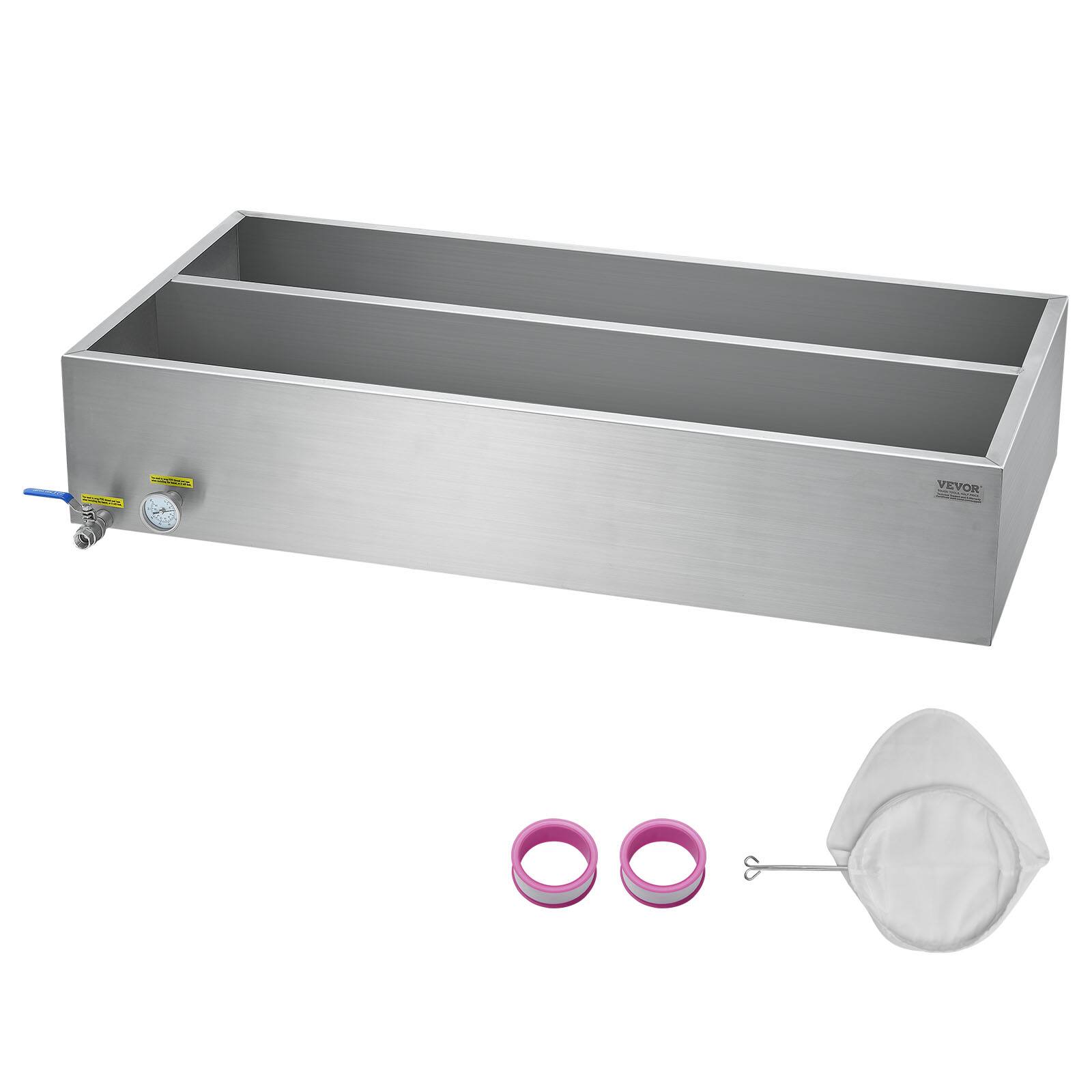 Alt View 5. VEVOR - Maple Syrup Evaporator Pan, 47 Gallon, 683 Cups of 8.8oz Maple Syrup, Flat Evaporator Pan with Thermometer - Silver.