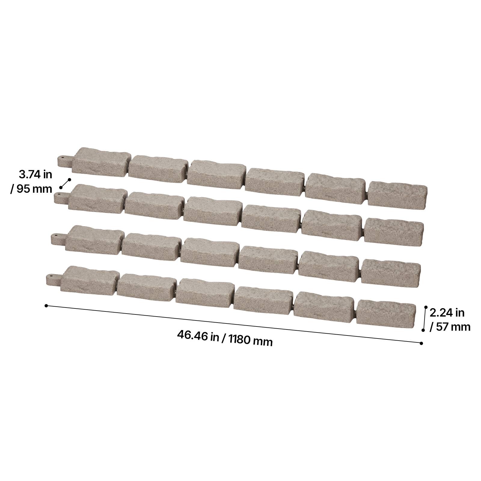 3.74 in / 95 mm  
46.46 in / 1180 mm  
2.24 in / 57 mm