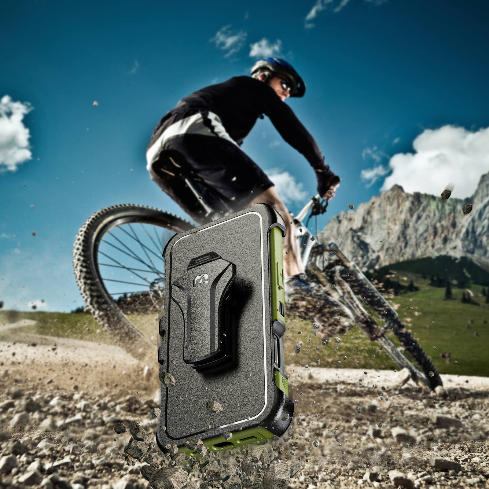 Alt View 4. Mybat Pro - MyBat Pro Maverick Series MagSafe Case w/ Holster and Tempered Glass for Apple iPhone 17 Pro Max - Army Green - Green.