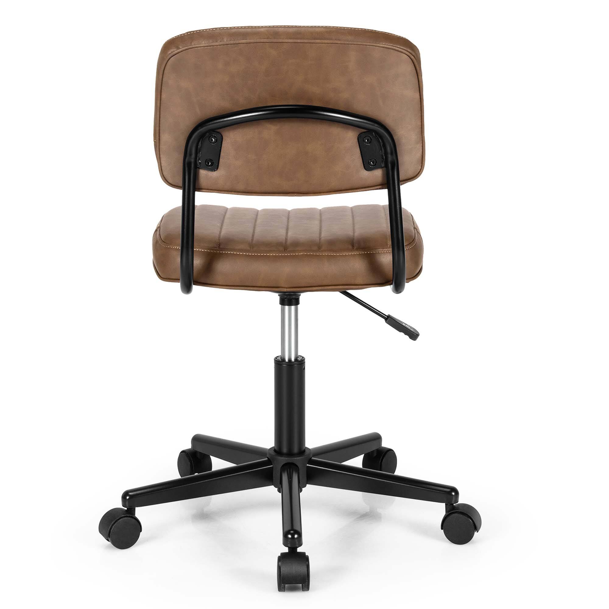 Alt View 18. Costway - PU Leather Adjustable Swivel Office Chair with Backrest (Set of 2) - Brown.