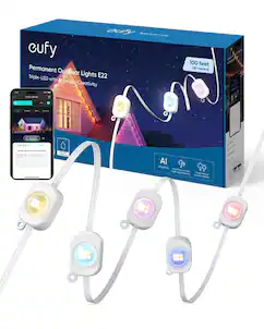 eufy - Permanent Outdoor Lights E22, 100ft 60 Triple‑LED, Smart RGBWW, AI Themes, IP67, Camera Link, Christmas & Daily Use - White