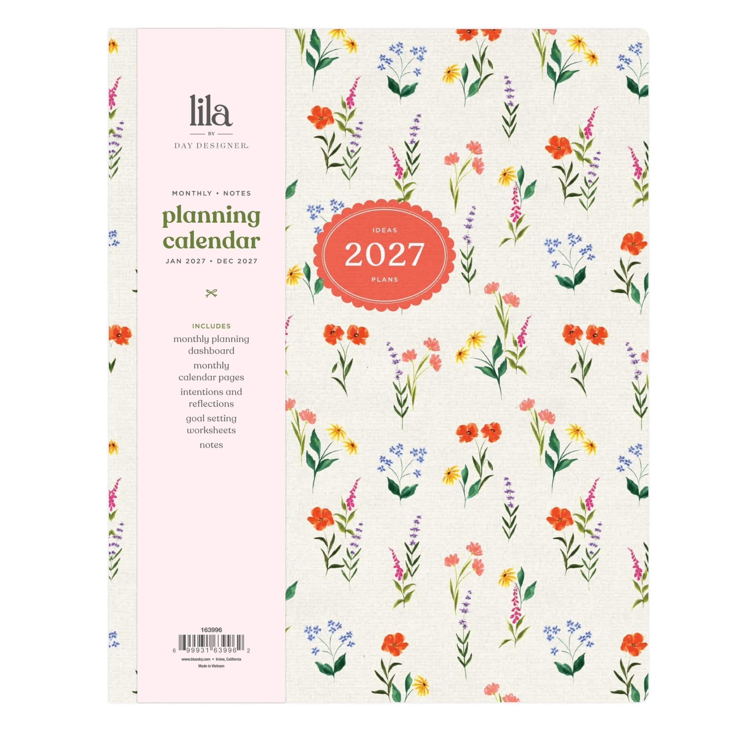 Blue Sky - 2027 Monthly Planner Calendar, 8" x 10", Fresh Picked Cream