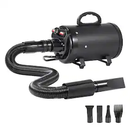 Luckbyte - 2.7HP High-Velocity Dog Blow Dryer, Adjustable Speed & Temperature Pet Grooming Hair Dryer with 4 Nozzles