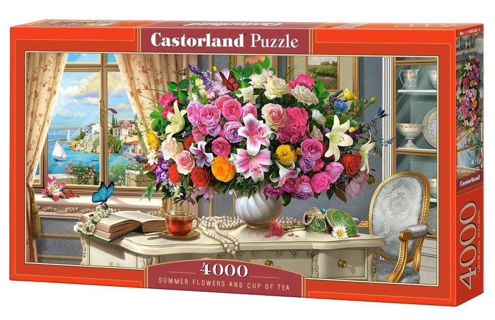Castorland Puzzle, 4000, SUMMER FLOWERS AND CUP OF TEA, Castorland 54.3x26.81n, C-400268-2, vOA8