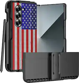 Nakedcellphone - Combo for Samsung Galaxy Z Fold 6 - Special Ops Phone Case and Belt Clip Holster - USA Flag