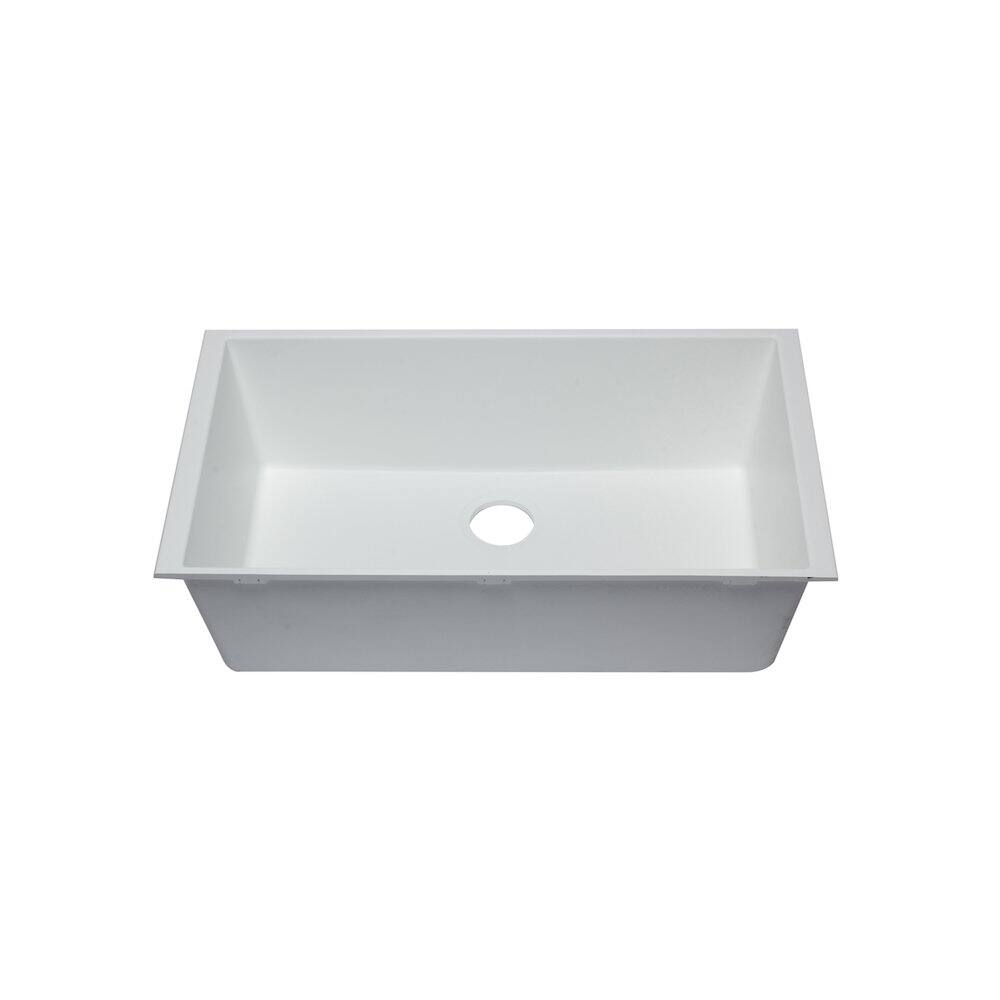 Alt View 6. Alfi - ALFI brand White 33 Single Bowl Undermount Granite Composite Kitchen Sink - White.