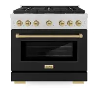 ZLINE - Autograph 36 in. Paramount Satin Steel Gas Range w/ Black Door & Bronze Accents (SGRSZ-BLM-36-CB) - Black - Front_Zoom