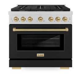 ZLINE - Autograph 36 in. Paramount Satin Steel Gas Range with Bronze Accents (SGRSZ-BLM-36-CB) - White