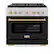 Front. ZLINE - 36 in. Wide 6 Burner Autograph Paramount Satin Steel Gas Range with Bronze Accents (SGRSZ-BLM-36-CB) - White.