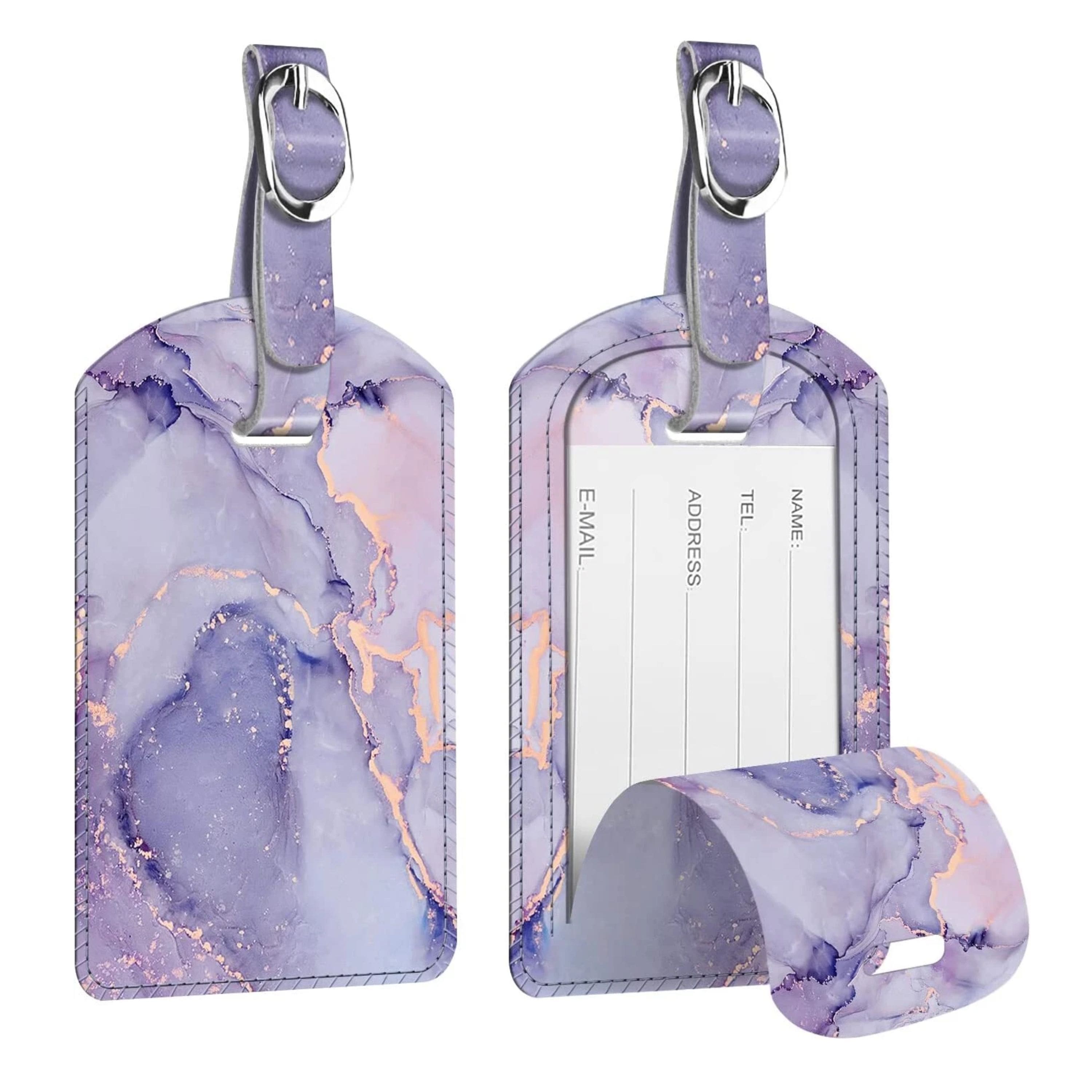 Kitcheniva - Luggage Tags Name Address ID Labels With Back Privacy Cover For Bag Suitcase Pack Of 2 - Lilac Marble price history on PriceWatchPro