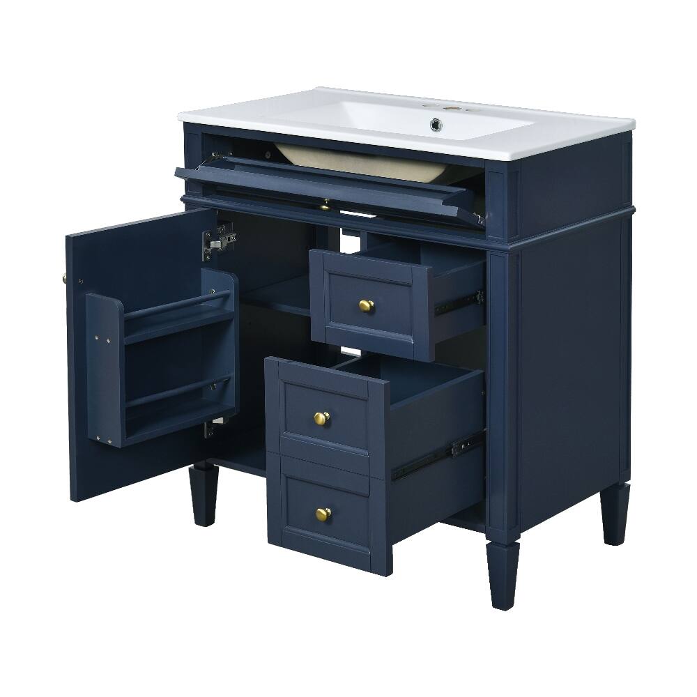 Alt View 10. Loheer - Loheer 30 Inch Bathroom Vanity with Sink Blue Modern Single Sink Bathroom Vanity - Blue.