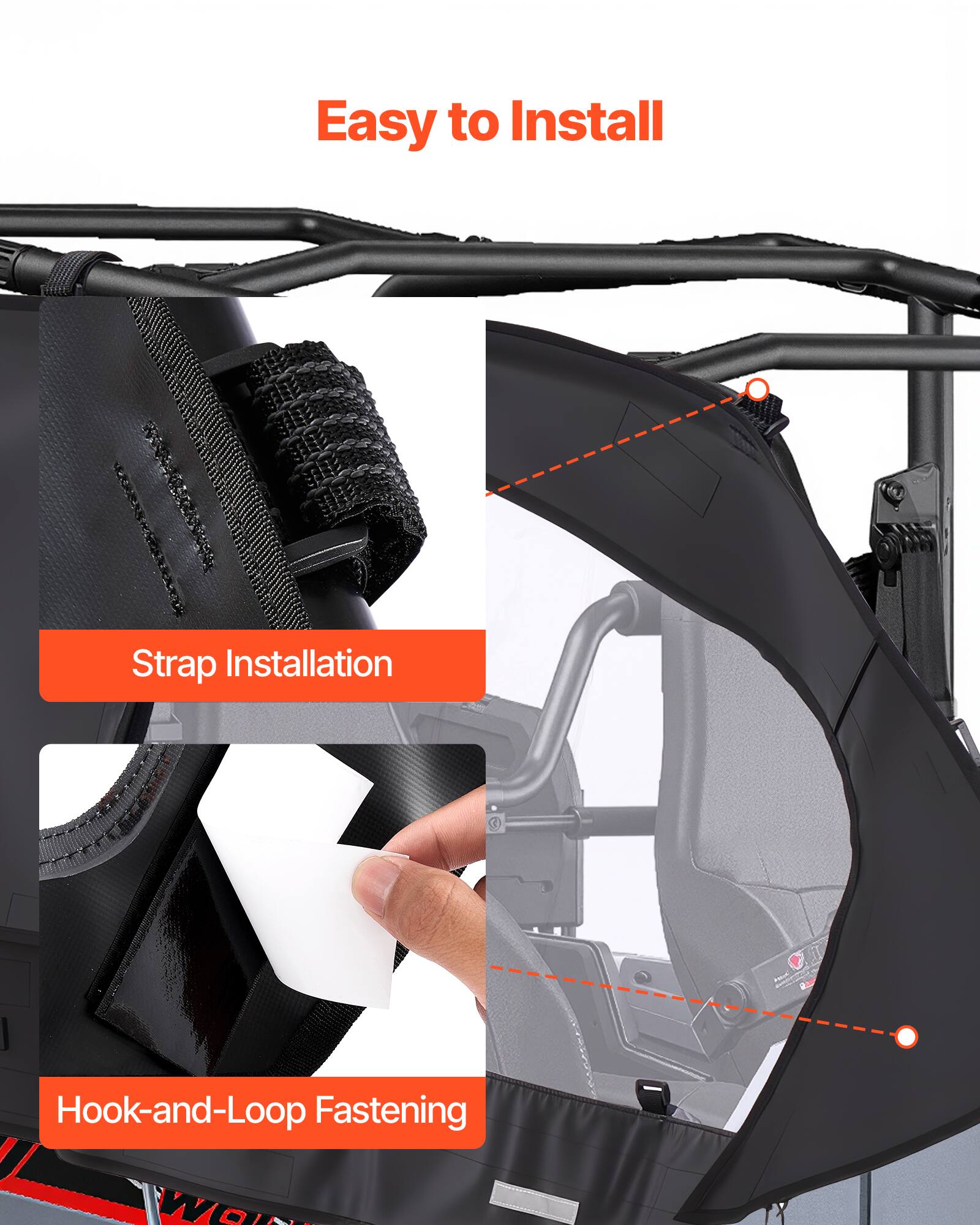 Easy to Install  
Strap Installation  
Hook-and-Loop Fastening