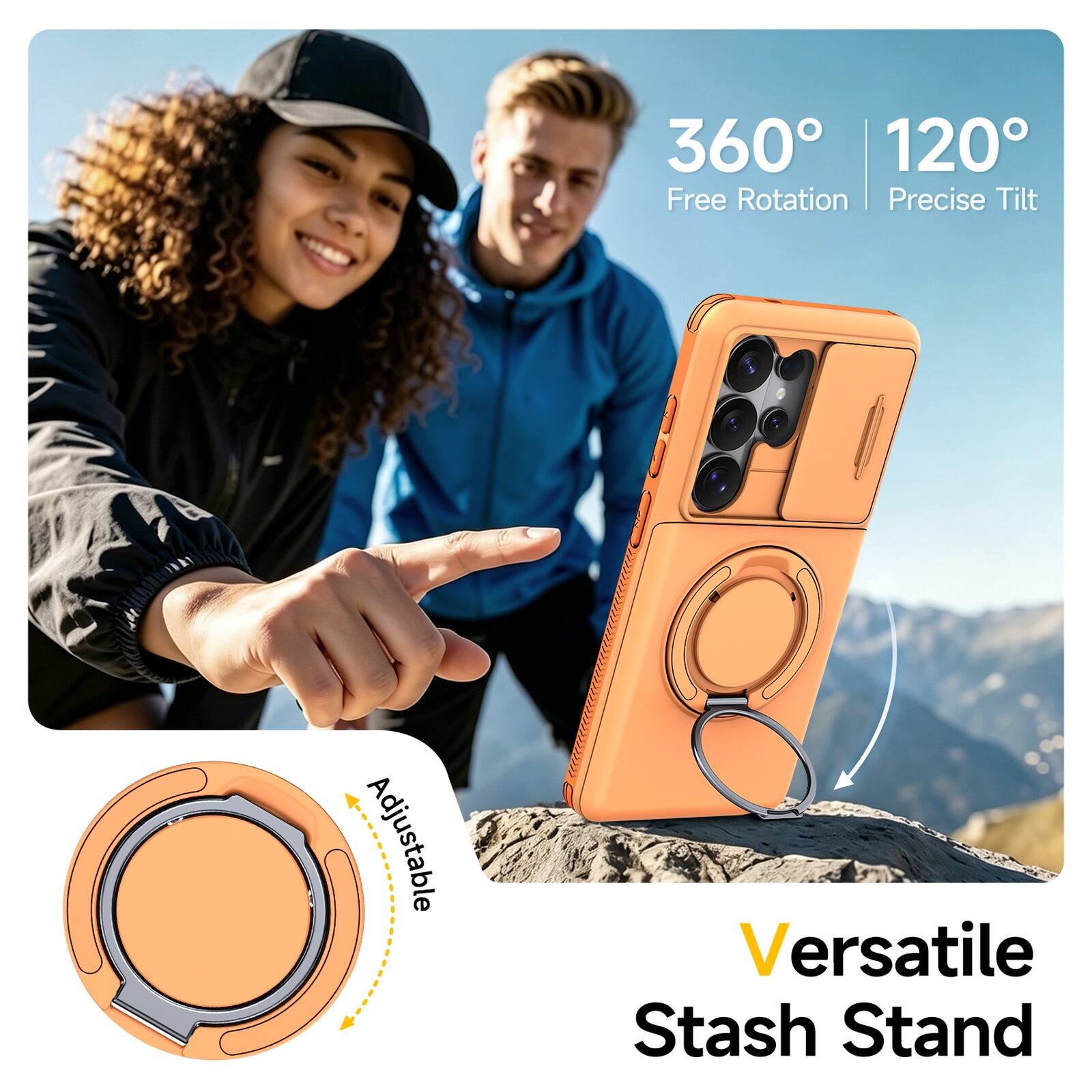 360° 120° Free Rotation | Precise Tilt  
Adjustable  
Versatile Stash Stand
