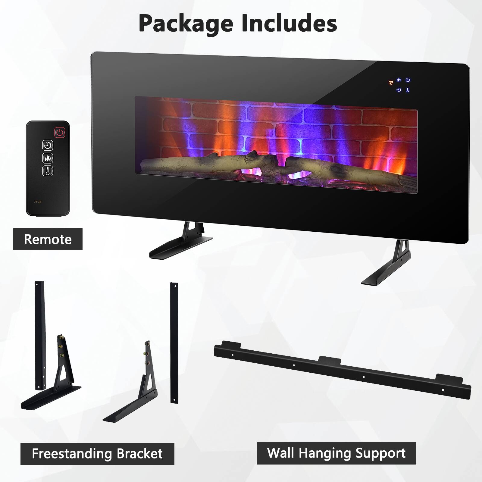 Package Includes a Remote, Freestanding Bracket, Wall Hanging Support