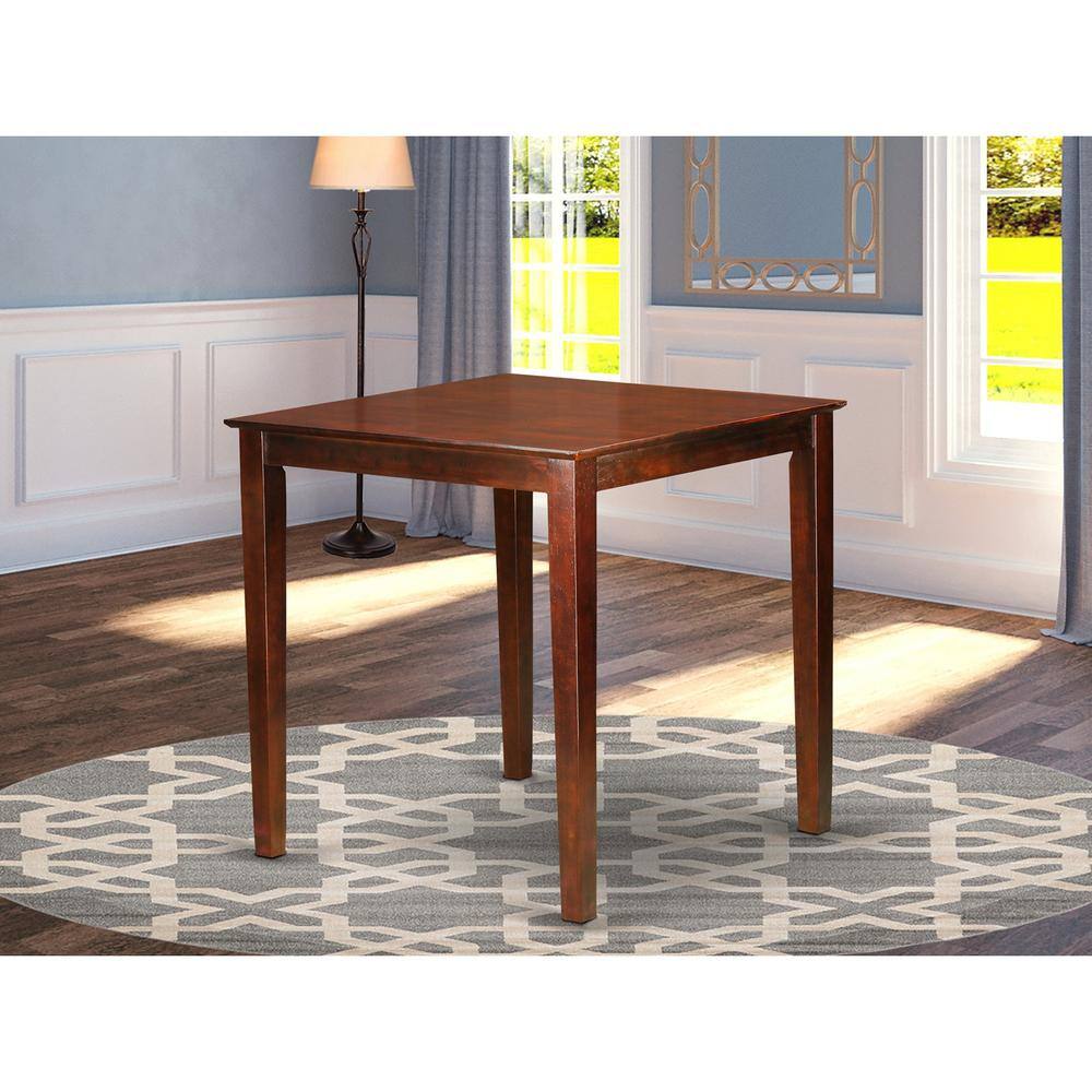 Left. East West Furniture - 36"-Square Counter Height Pub Set table in Dark Brown finish - Brown.