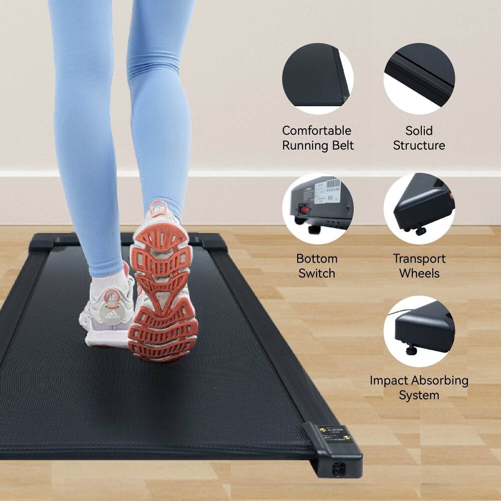 Comfortable Running Belt  
Solid Structure  
Bottom Switch  
Transport Wheels  
Impact Absorbing System