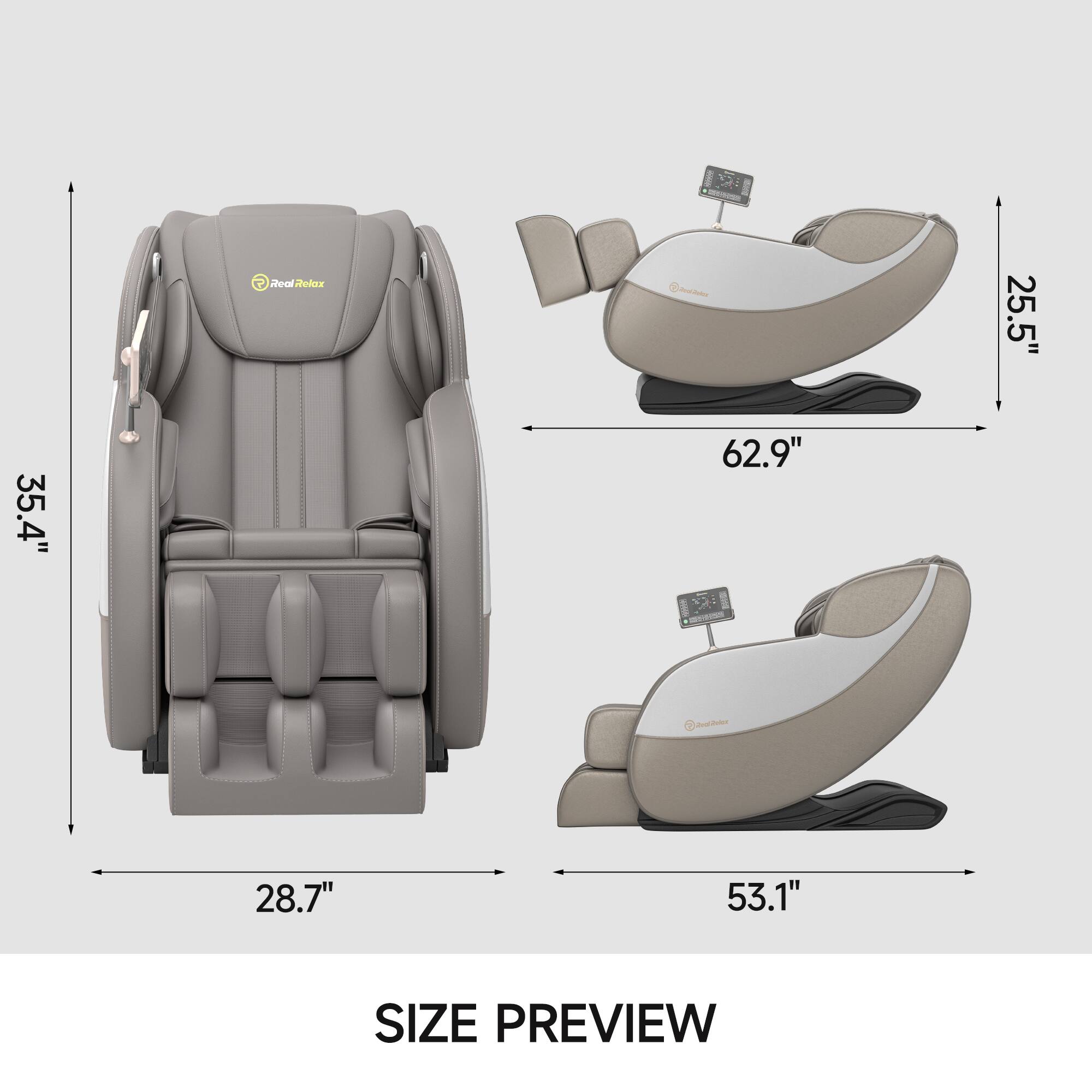 - P Realelax AN
- 25.5" 35.4" 62.9" - Cciato 28.7" 53.1"
- SIZE PREVIEW