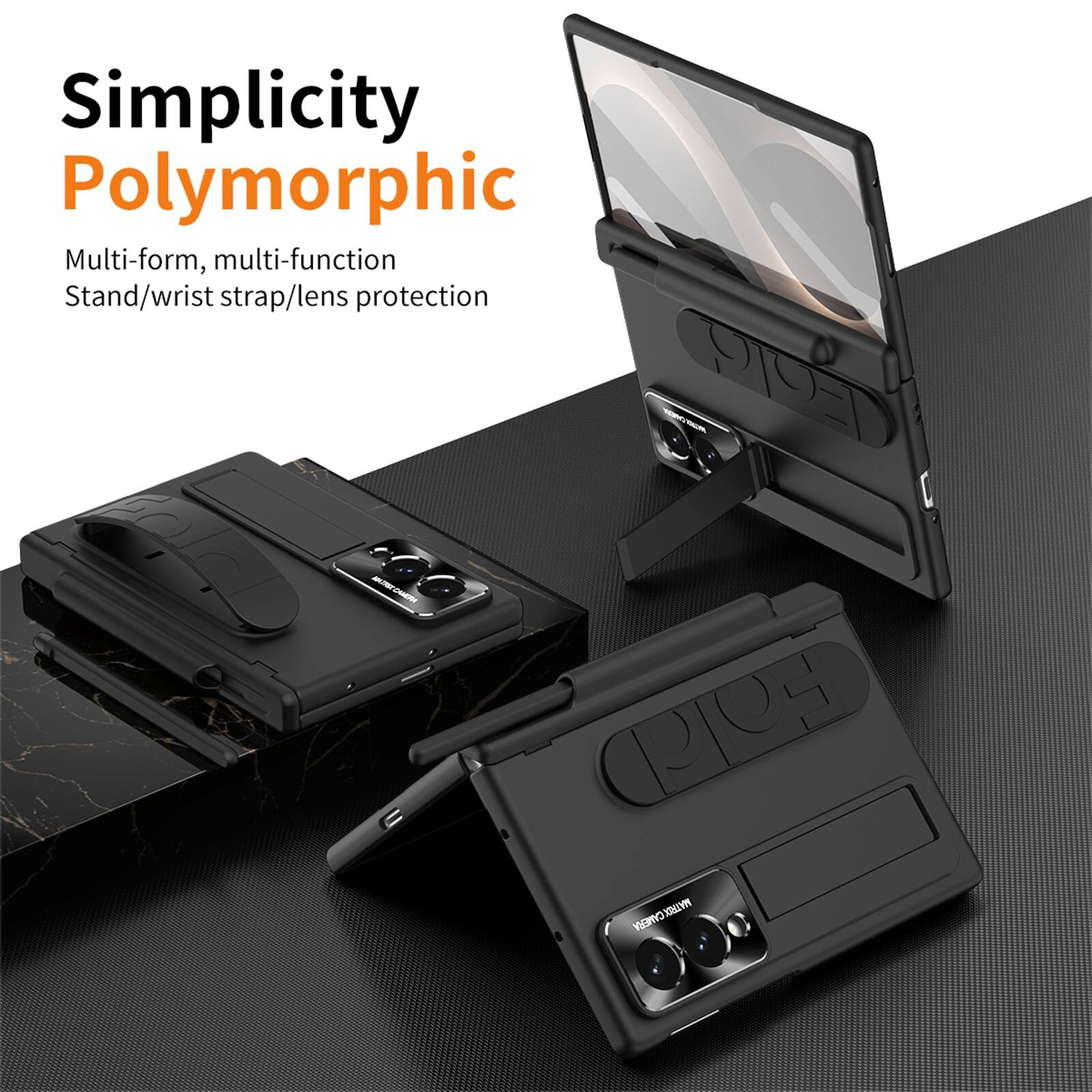 Simplicity Polymorphic  
Multi-form, multi-function  
Stand/wrist strap/lens protection