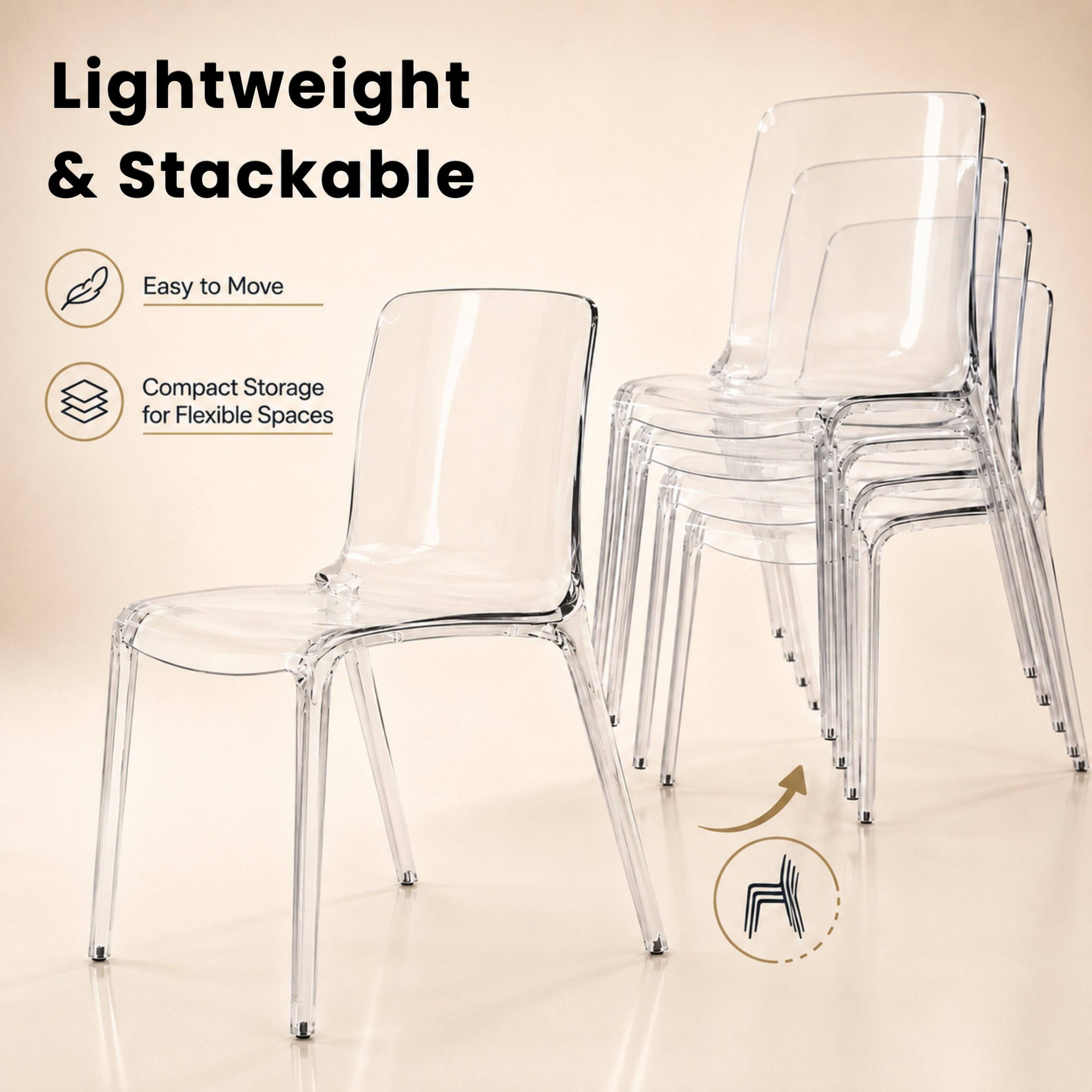 LeisureMod Murray 4 Piece Modern Plastic Stackable Dining Chair Set ...