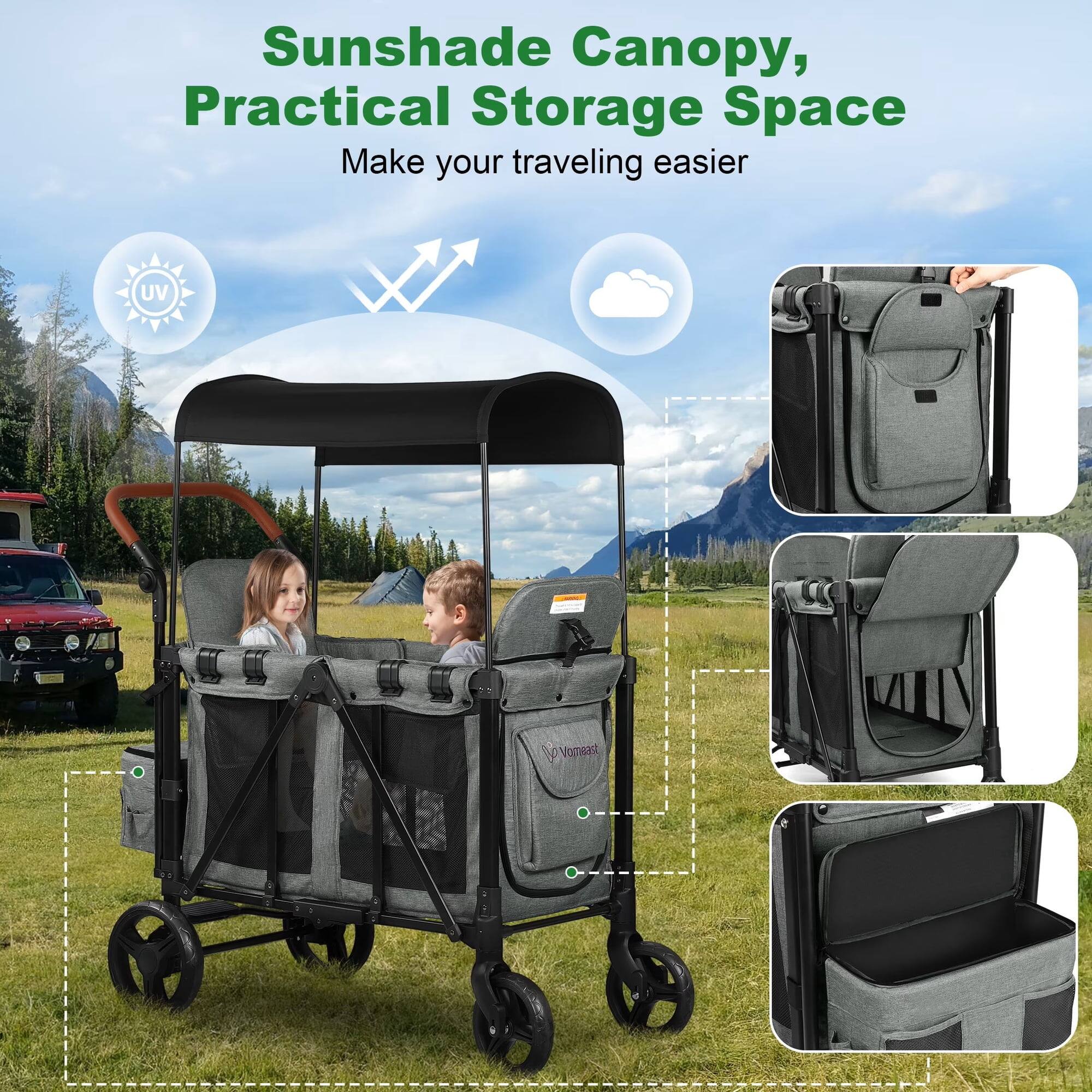 Sunshade Canopy, Practical Storage Space  
Make your traveling easier