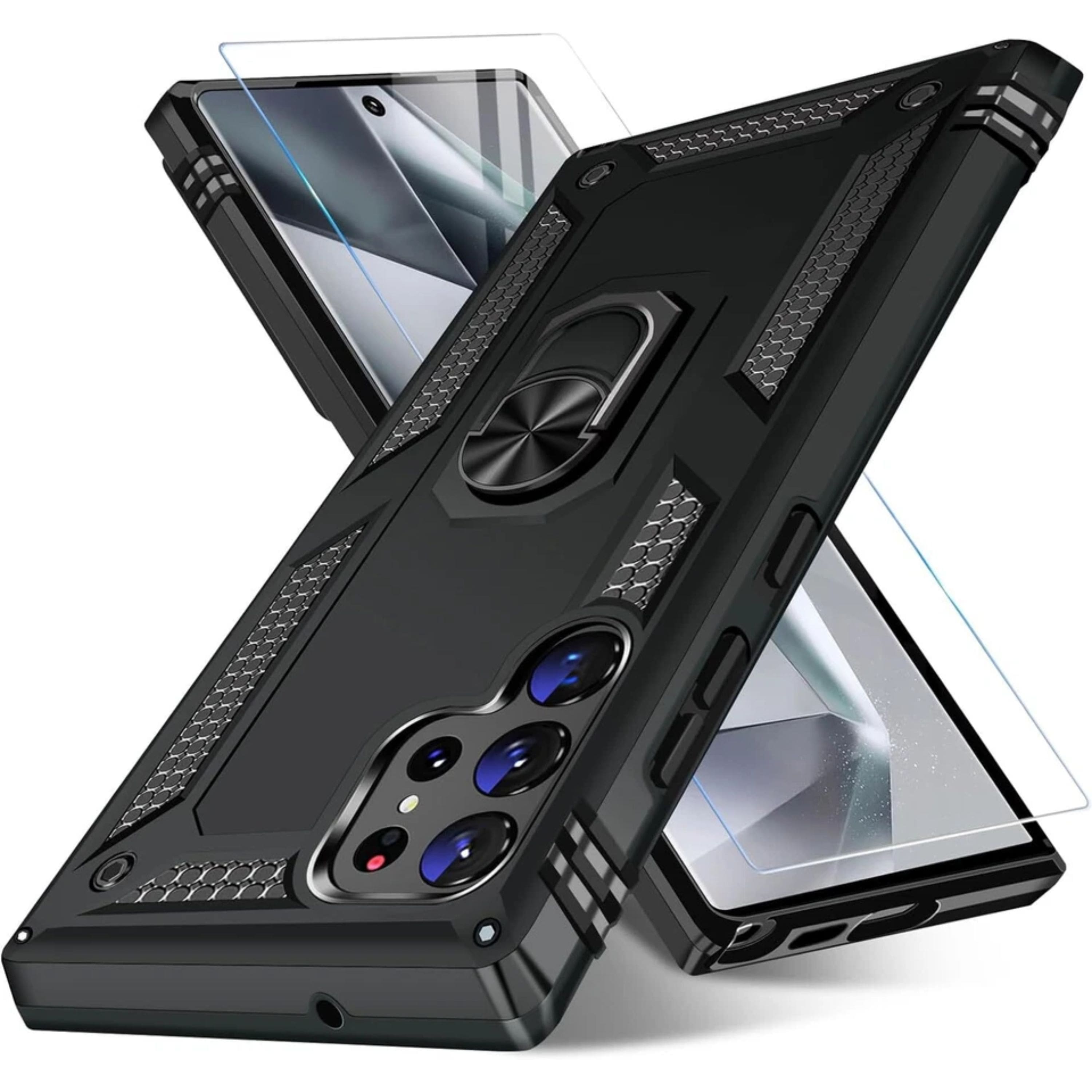 Kitcheniva - Shockproof Phone Case With Tempered Glass For Samsung Galaxy S22 Plus - Black
