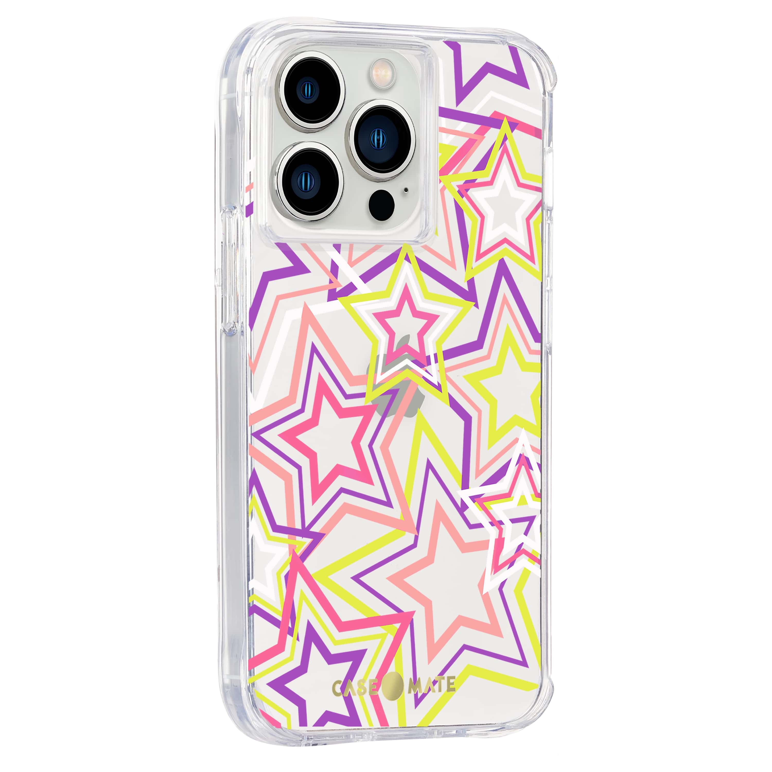 Angle. Case-Mate - Print Hardshell Case for iPhone 13 Pro - Neon Stars.