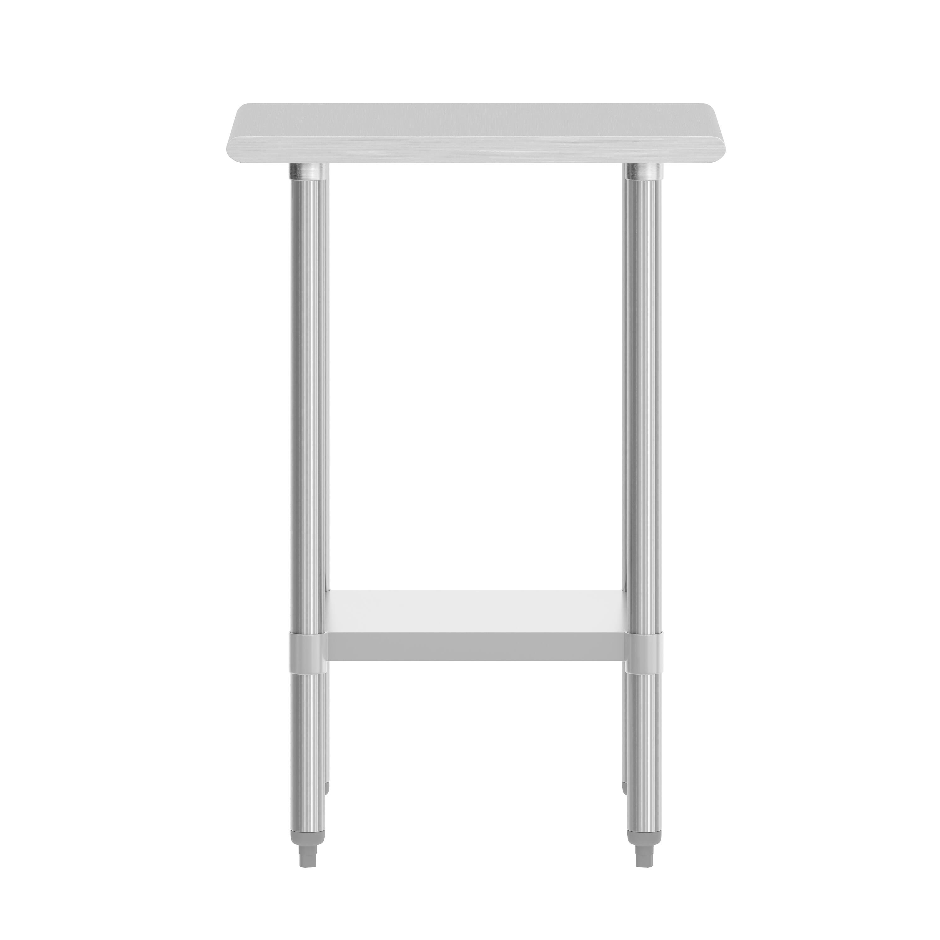 Angle. Flash Furniture - Reese 24x18 Portable Prep and Work Table with NSF Certified 18 Gauge Stainless Steel Top Shelf and Adjustable Galvanized - Gray.