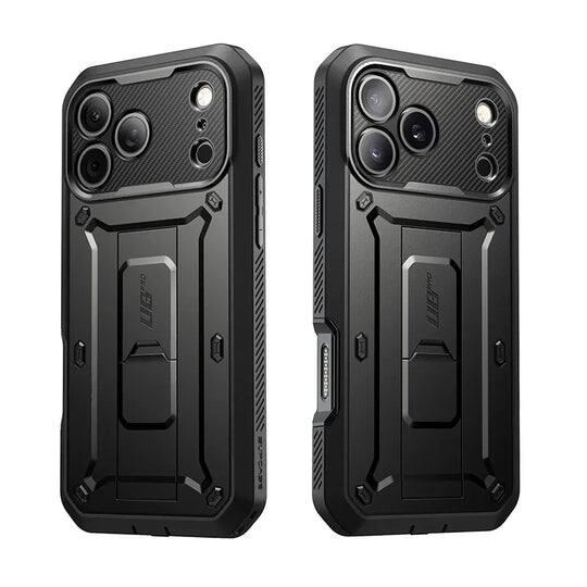 Left. SUPCASE - Unicorn Beetle Pro Rugged Case for iPhone 17 Pro Max – Full-Body Protection with Screen Protector - Black.