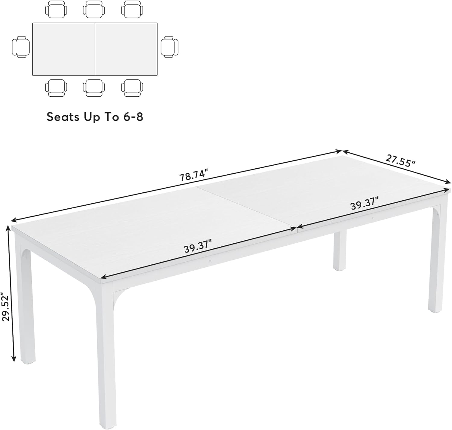 Seats Up To 6-8

78.74"
27.55"
39.37"
39.37"
29.52"