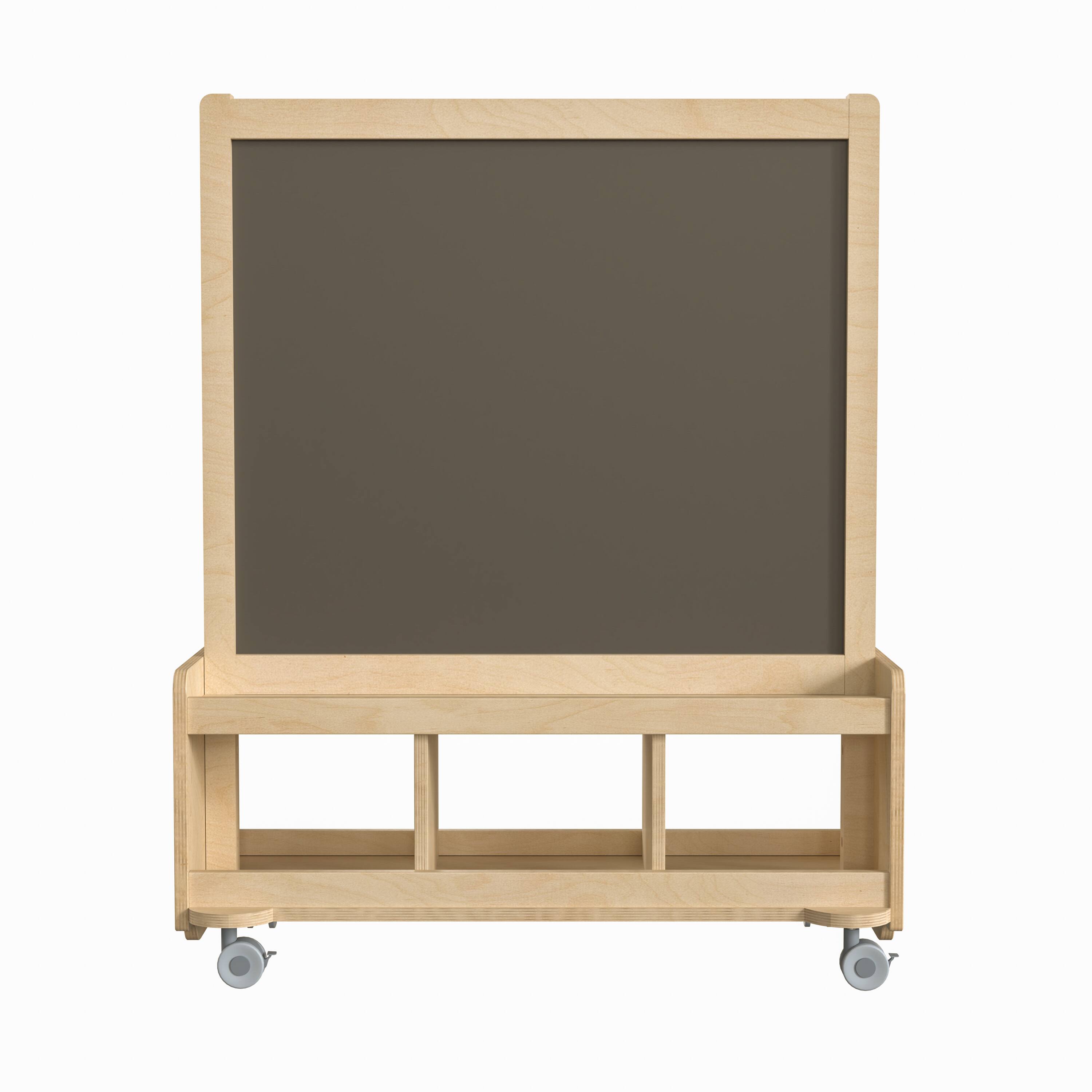 Back. Flash Furniture - Bright Beginnings Commercial Wooden Mobile Dual Sided 2 Person Art Station with Locking Caster Wheels and Bottom Cubby S - Natural.