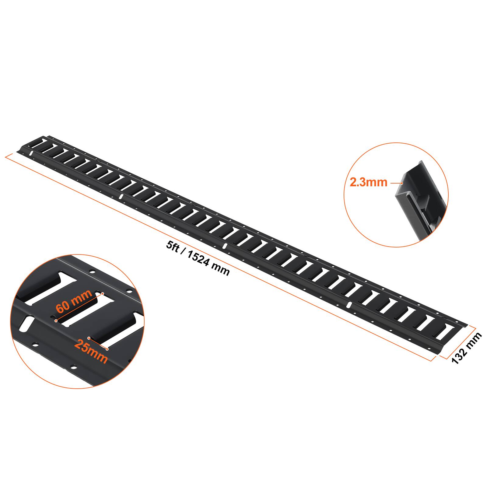 2.3mm  
60mm  
25mm  
5ft / 1524mm  
132mm