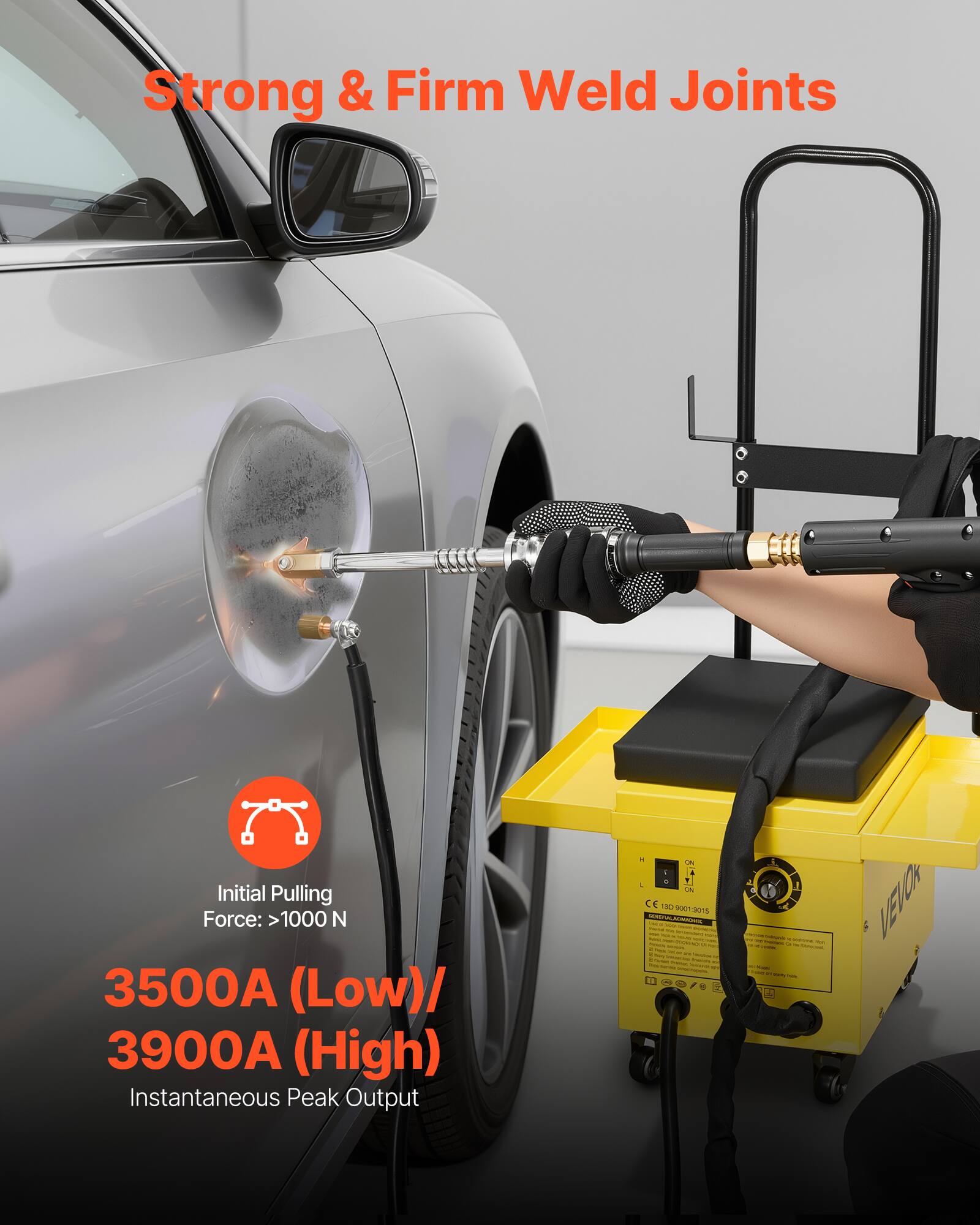 Strong & Firm Weld Joints

Initial Pulling Force: >1000 N

3500A (Low)/ 3900A (High) Instantaneous Peak Output