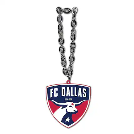 Front. MOJO - FC Dallas Team Logo Fan Chain Necklace - Red.