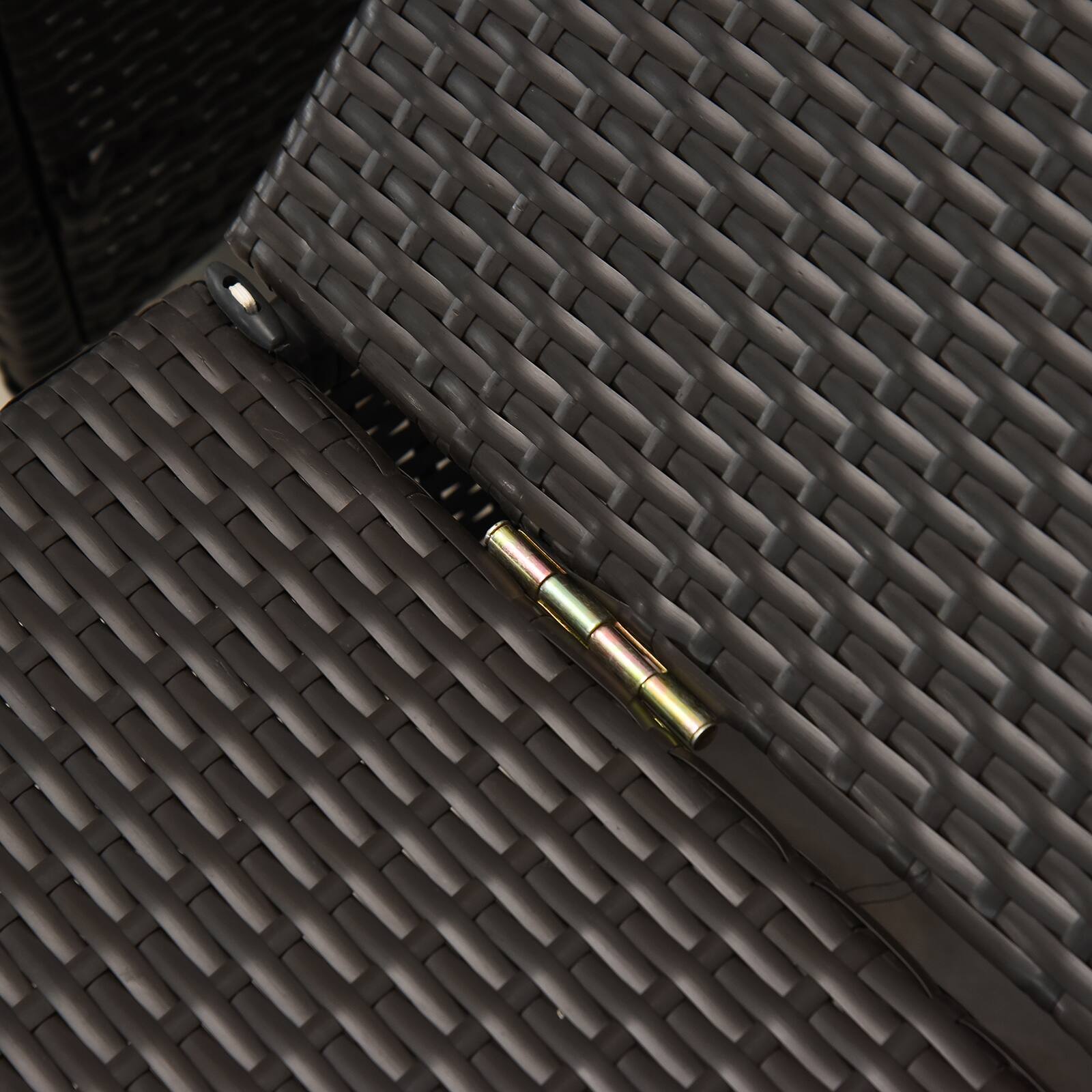 Alt View 8. Outsunny - Chaise Lounge Chair Set of 2 with 5 Angle Backrest, Outdoor Coffee Table, Water Repellent Cushions - Dark Brown/Cream White.