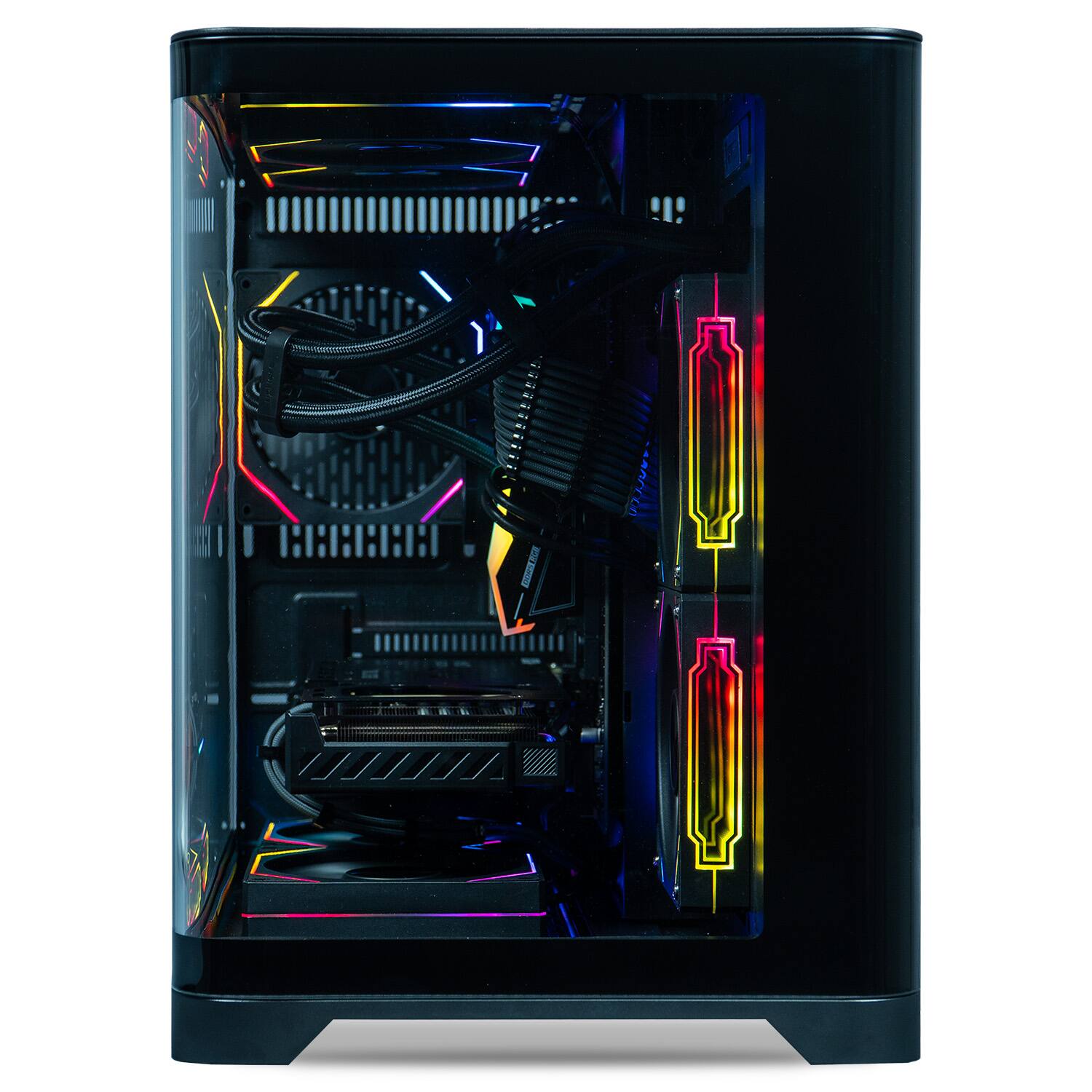 Angle. ViprTech - ViprTech Reaper 2.5 Liquid-Cooled PC - AMD Ryzen 7 8700F 5.0Ghz, RX 9060 XT 16GB, 16GB DDR5, 2TB SSD, Gaming Computer, B - Black.