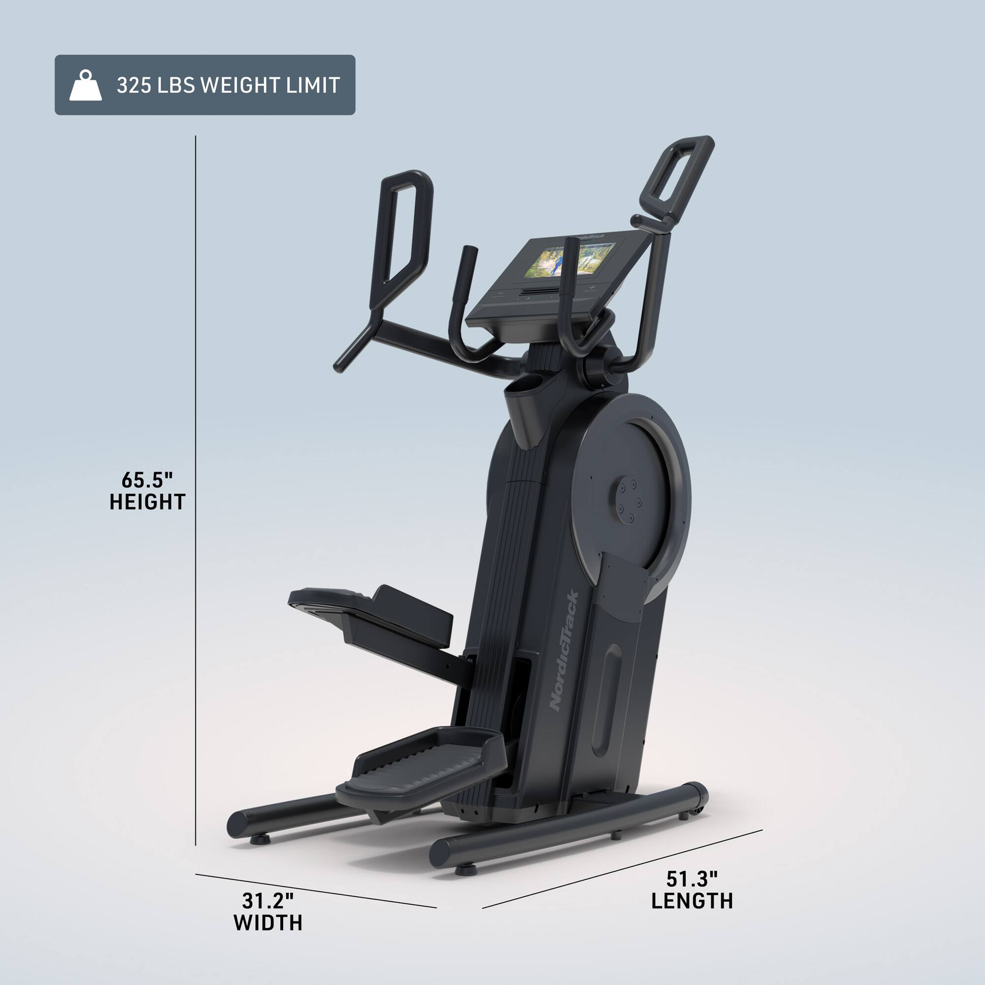 325 LBS WEIGHT LIMIT  
65.5" HEIGHT  
31.2" WIDTH  
51.3" LENGTH