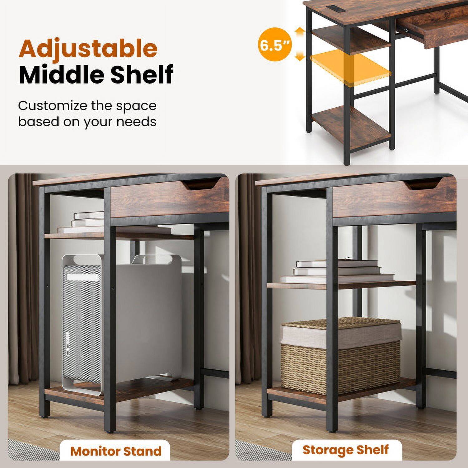 Adjustable Middle Shelf  
6.5"  
Customize the space based on your needs  

Monitor Stand  
Storage Shelf