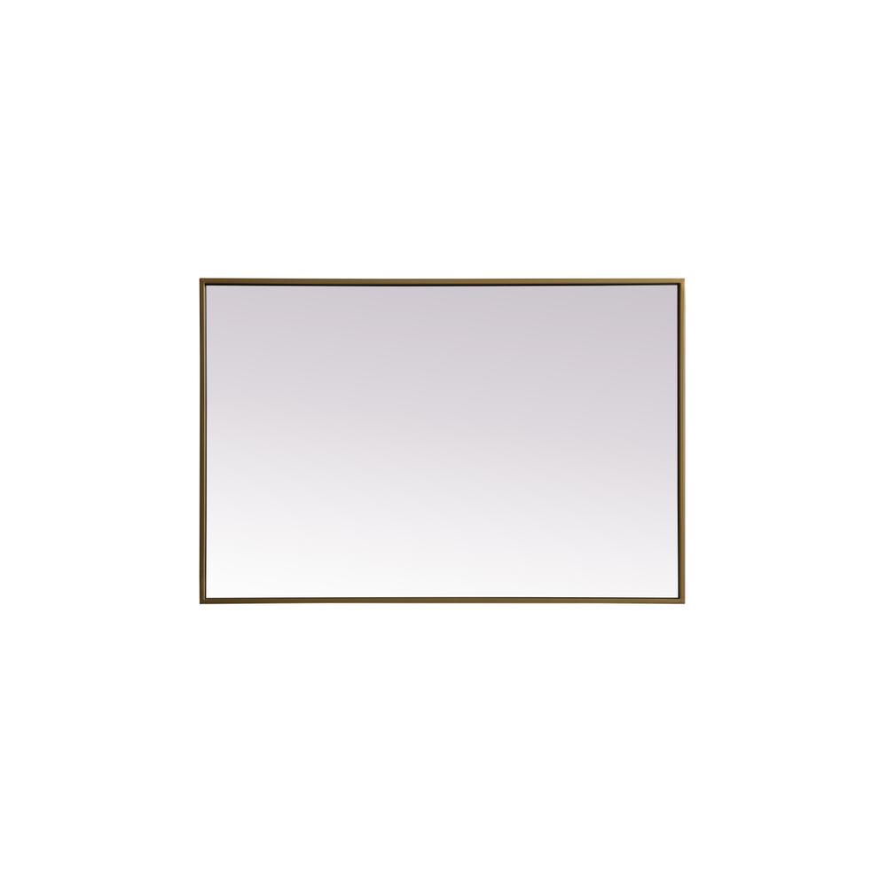Back. Elegant Decor - Metal Frame Rectangle Mirror 24x36 Inch in Brass - Brass.