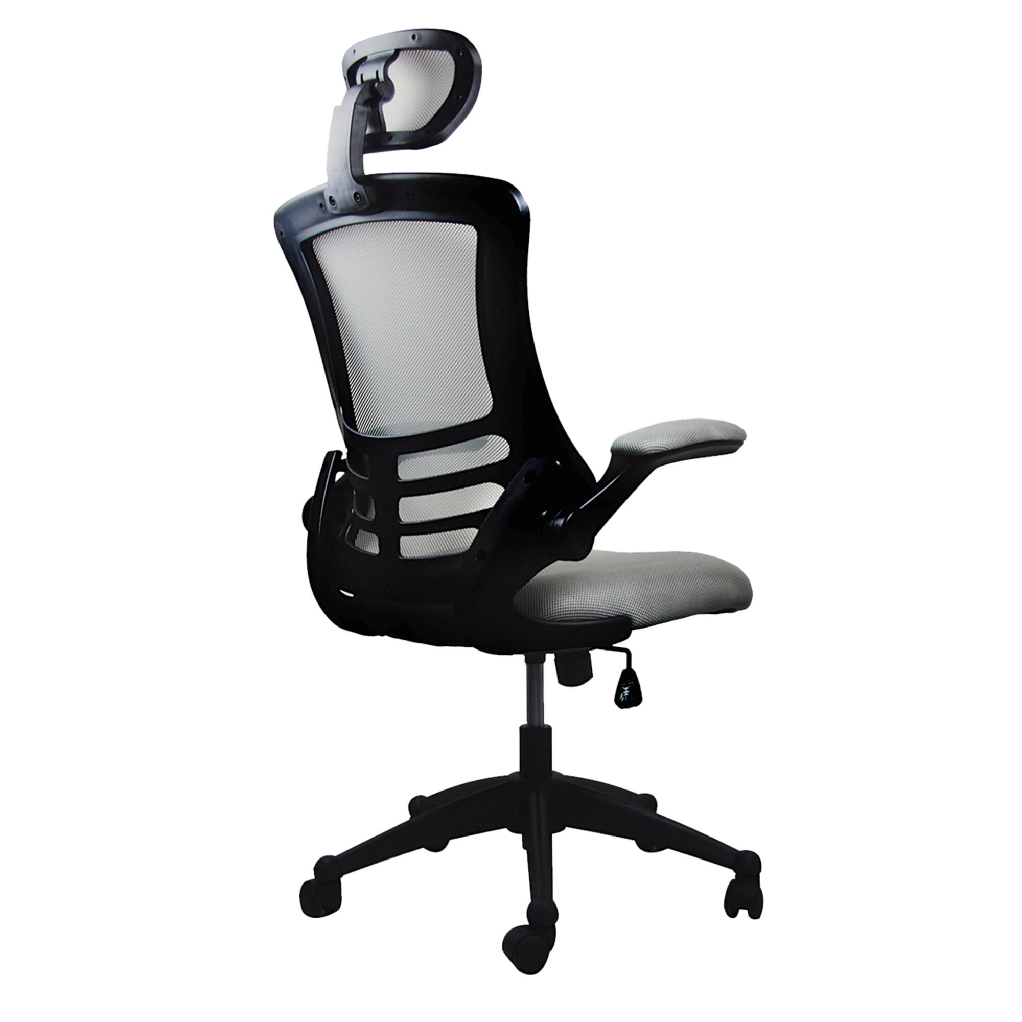 Alt View 6. GOODSILO - Modern High-Back Mesh Executive Office Chair with Adjustable Headrest and Flip-Up Arms - Silver.