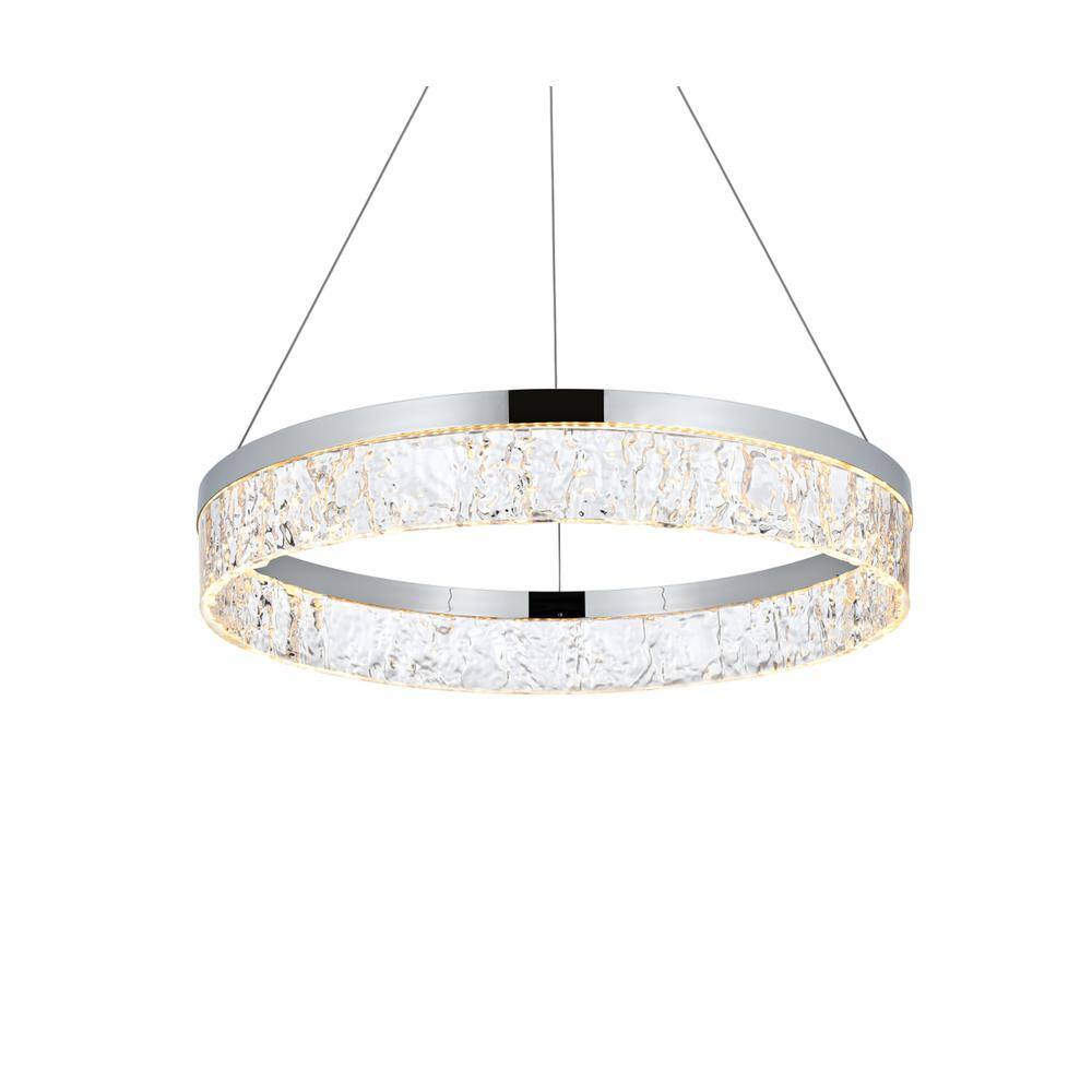 Left. Elegant Lighting - Linden 22 inch Adjustable LED chandelier in Chrome - Chrome.