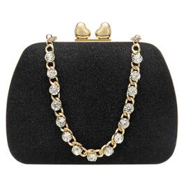 Unique Bargains - Sparkly Evening Clutch Purse for Women, Vintage Heart Shape Buckle Clasp Handbag for Bridal Wedding 1920s Party - Black