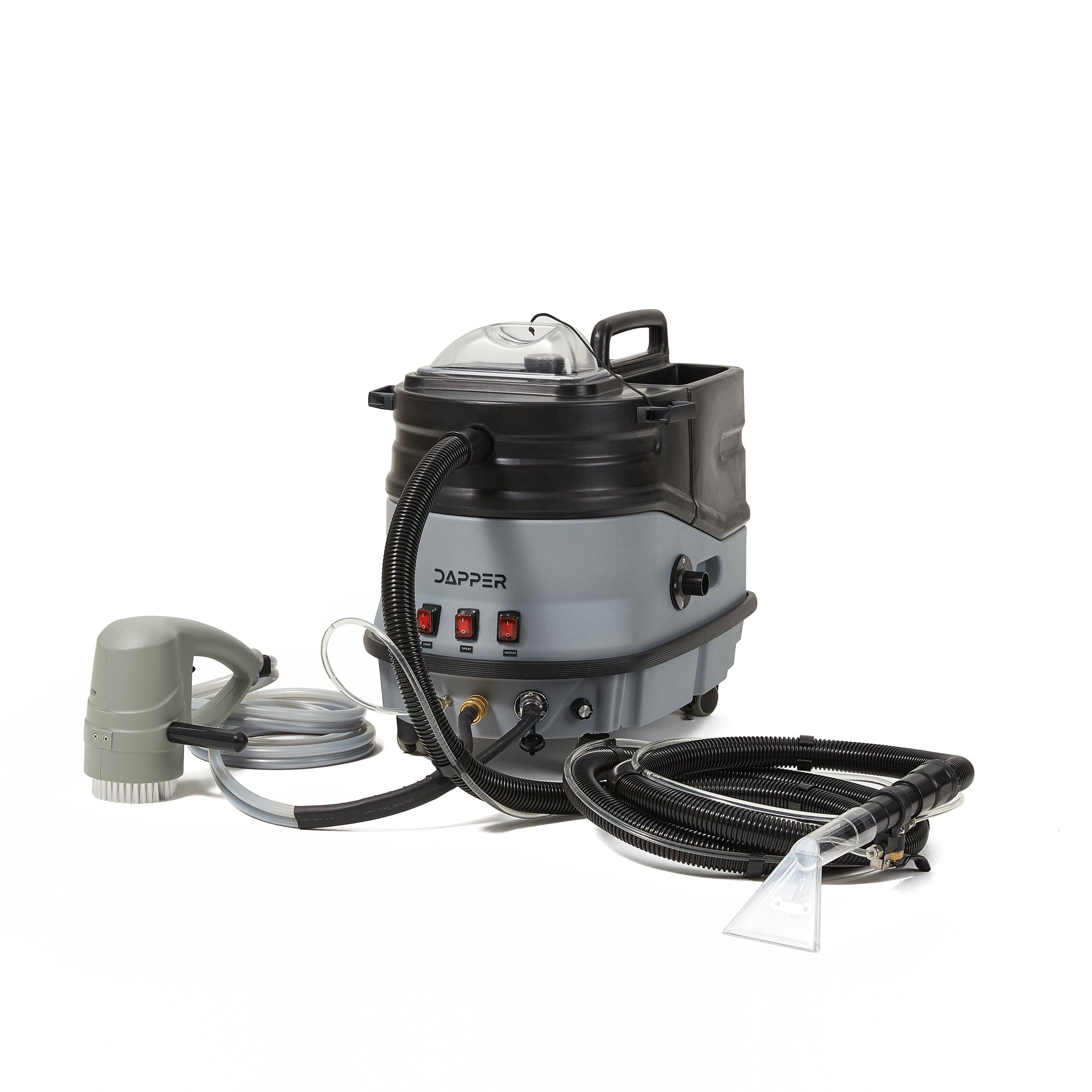 Alt View 6. Dapper Supply - Commercial Cold Water Carpet & Upholstery Extractor with Scrub Brush, Blower, 1 Gal. Solution & 2.5 Gal. Recovery Tank - Gray.